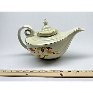 Hall’s Autumn Leaf Aladdin Teapot w/ Infuser Jewel Tea Hall USA Vintage